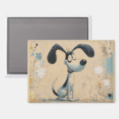 Grappige Cartoon Hond – Whimsicale Cute Hond Kunst Magneet (Voorkant / Achterkant)