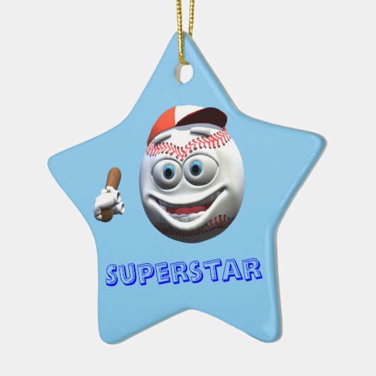 Grappige Cartoon Honkbal met Bat Keramisch Ornament (Links)