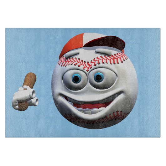 Grappige Cartoon Honkbal met Bat Snijplank (Voorkant)