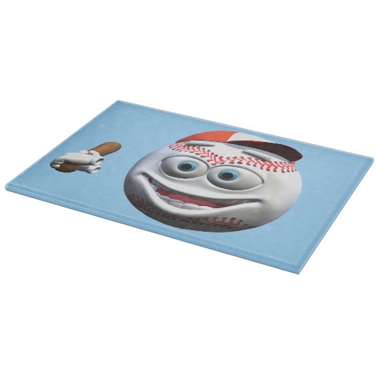 Grappige Cartoon Honkbal met Bat Snijplank (Hoek)