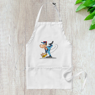 Grappige Cartoon Honkbal Pitcher die een Snelbal W Standaard Schort