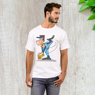 Grappige Cartoon Honkbal Pitcher die een Snelbal W T-shirt
