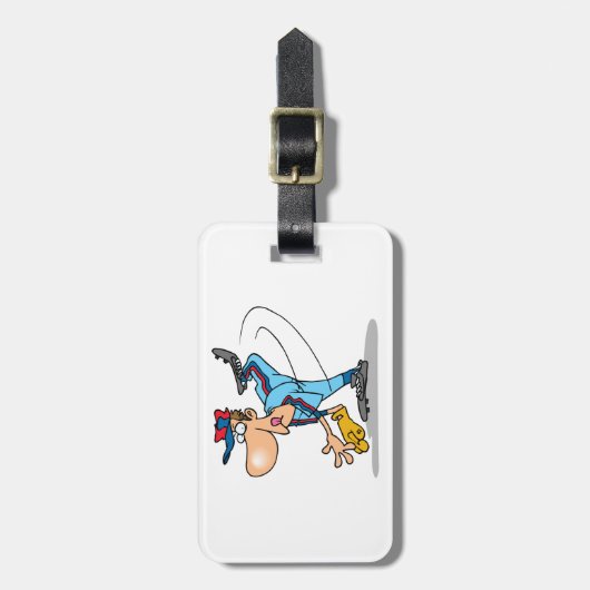 Grappige Cartoon honkbal werper gooien van een Fas Bagagelabel (Voorkant verticaal)