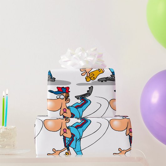 Grappige Cartoon honkbal werper gooien van een Fas Cadeaupapier