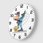 Grappige Cartoon honkbal werper gooien van een Fas Grote Klok (Hoek)