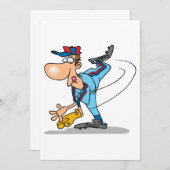 Grappige Cartoon honkbal werper gooien van een Fas Kaart (Voorkant / Achterkant)