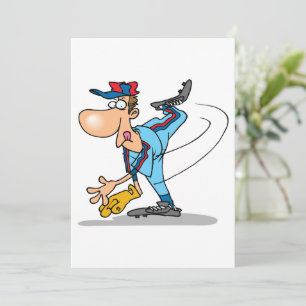 Grappige Cartoon honkbal werper gooien van een Fas Kaart