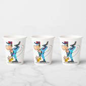 Grappige Cartoon honkbal werper gooien van een Fas Papieren Bekers