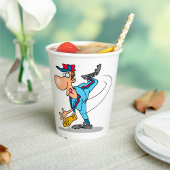 Grappige Cartoon honkbal werper gooien van een Fas Papieren Bekers