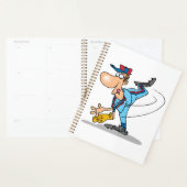 Grappige Cartoon honkbal werper gooien van een Fas Planner (Display)
