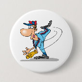 Grappige Cartoon honkbal werper gooien van een Fas Ronde Button 7,6 Cm (Voorkant)