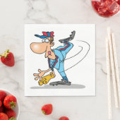 Grappige Cartoon honkbal werper gooien van een Fas Servet (Insitu)