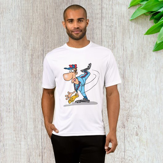 Grappige Cartoon honkbal werper gooien van een Fas T-shirt