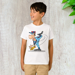 Grappige Cartoon honkbal werper gooien van een Fas T-shirt