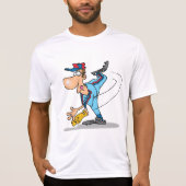 Grappige Cartoon honkbal werper gooien van een Fas T-shirt (Voorkant)