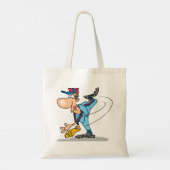 Grappige Cartoon honkbal werper gooien van een Fas Tote Bag (Achterkant)