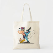 Grappige Cartoon honkbal werper gooien van een Fas Tote Bag (Voorkant)