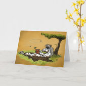 Grappige Cartoon Horse Chilling in Mud Wenskaart Kaart (Gele Bloem)