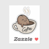 Grappige cartoon in koffie mok Humor Scrapbook Sticker (Vel)