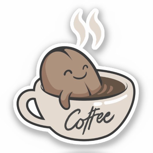 Grappige cartoon in koffie mok Humor Scrapbook Sticker (Voorkant)