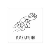 Grappige Cartoon Jetpack Turtle Motivatie Rubberstempel (Afrduk)