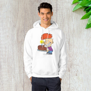 Grappige Cartoon Jongen met Chocolade Verjaardagst Hoodie