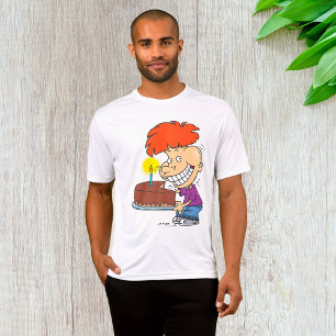 Grappige Cartoon Jongen met Chocolade Verjaardagst T-shirt
