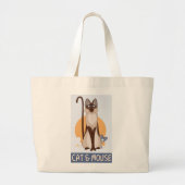 Grappige Cartoon kat en muis Grote Tote Bag (Voorkant)