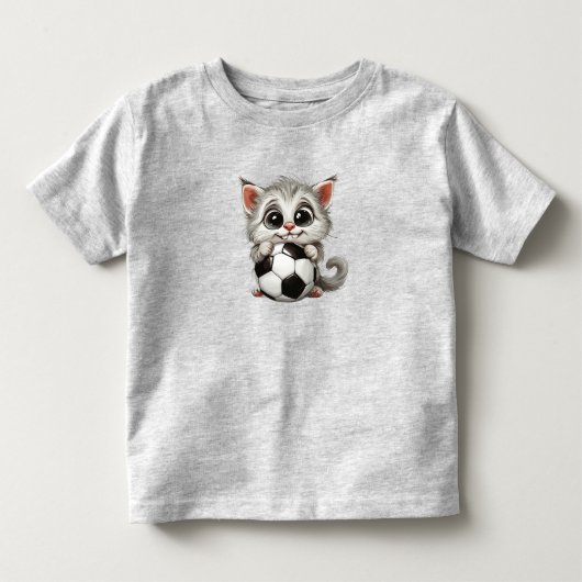 Grappige Cartoon Kat met Voetbal Kinder Shirts (Voorkant)