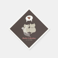 Grappige Cartoon Katten Huwelijksrepetitie Servett