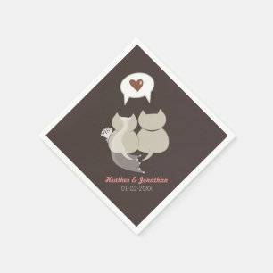 Grappige Cartoon Katten Huwelijksrepetitie Servett Servetten