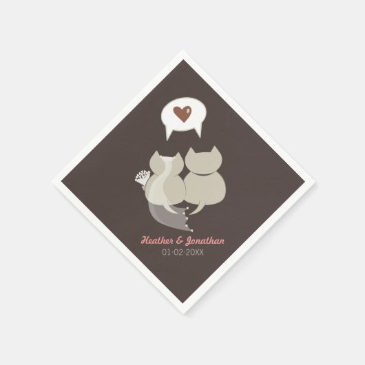 Grappige Cartoon Katten Huwelijksrepetitie Servett Servetten (Hoek)