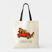  Grappige Cartoon Katten Kittens in Retro Auto Tote Bag (Achterkant)