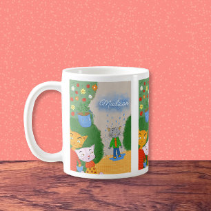 Grappige Cartoon Katten Koffie Mok met Naam