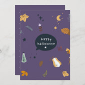 Grappige cartoon katten met bezems, pompoenen en s (Voorkant / Achterkant)