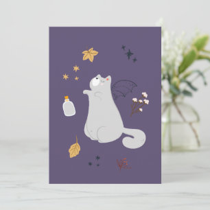 Grappige cartoon katten met bezems, pompoenen en s