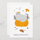 Grappige cartoon katten met bezems, pompoenen en s (Voorkant / Achterkant)