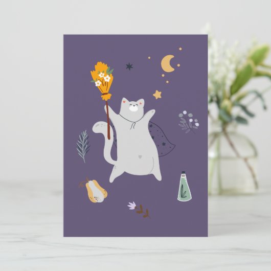 Grappige cartoon katten met bezems, pompoenen en s (Staand voorkant)