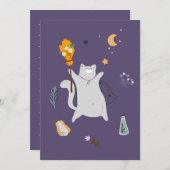 Grappige cartoon katten met bezems, pompoenen en s (Voorkant / Achterkant)