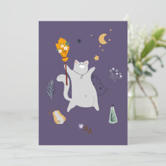 Grappige cartoon katten met bezems, pompoenen en s