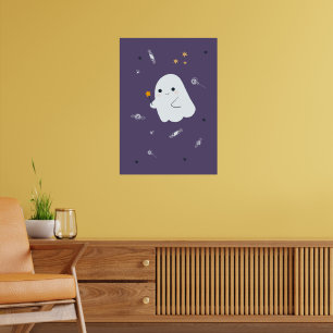 Grappige cartoon katten met bezems, pompoenen en s poster