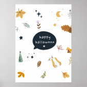 Grappige cartoon katten met bezems, pompoenen en s poster (Voorkant)