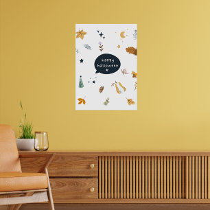 Grappige cartoon katten met bezems, pompoenen en s poster