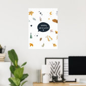 Grappige cartoon katten met bezems, pompoenen en s poster (Thuiskantoor)