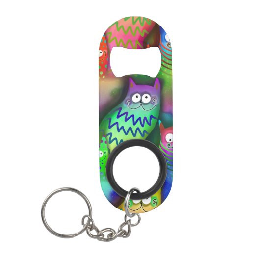 Grappige cartoon katten mini flessenopener (Voorkant)