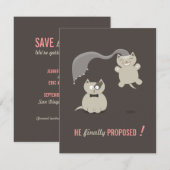 Grappige Cartoon Katten - Save the Date uitnodigin (Voorkant / Achterkant)