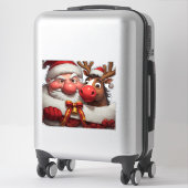 🎅 Grappige Cartoon Kerstman & Rendieren Pret Sticker (Koffer)