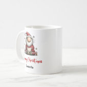Grappige Cartoon Kerstman Speelse Koffiemok (Voorkant links)
