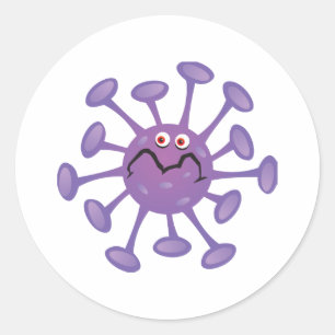 Grappige Cartoon kiem bacterie Ronde Sticker