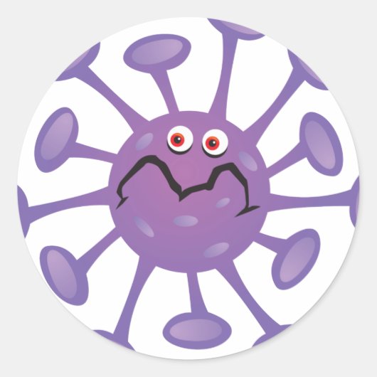 Grappige Cartoon kiem Bacteriën Ronde Sticker (Voorkant)